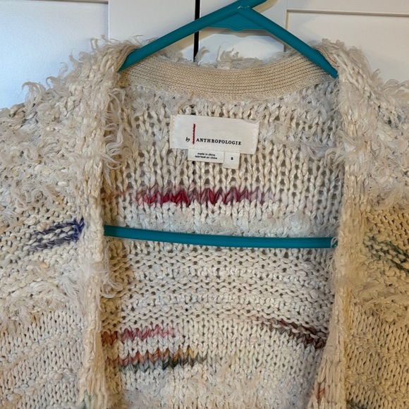 anthropologie Margo Rainbow Sweater Cardigan White Multi Medium Soft Knit - Picture 2 of 9
